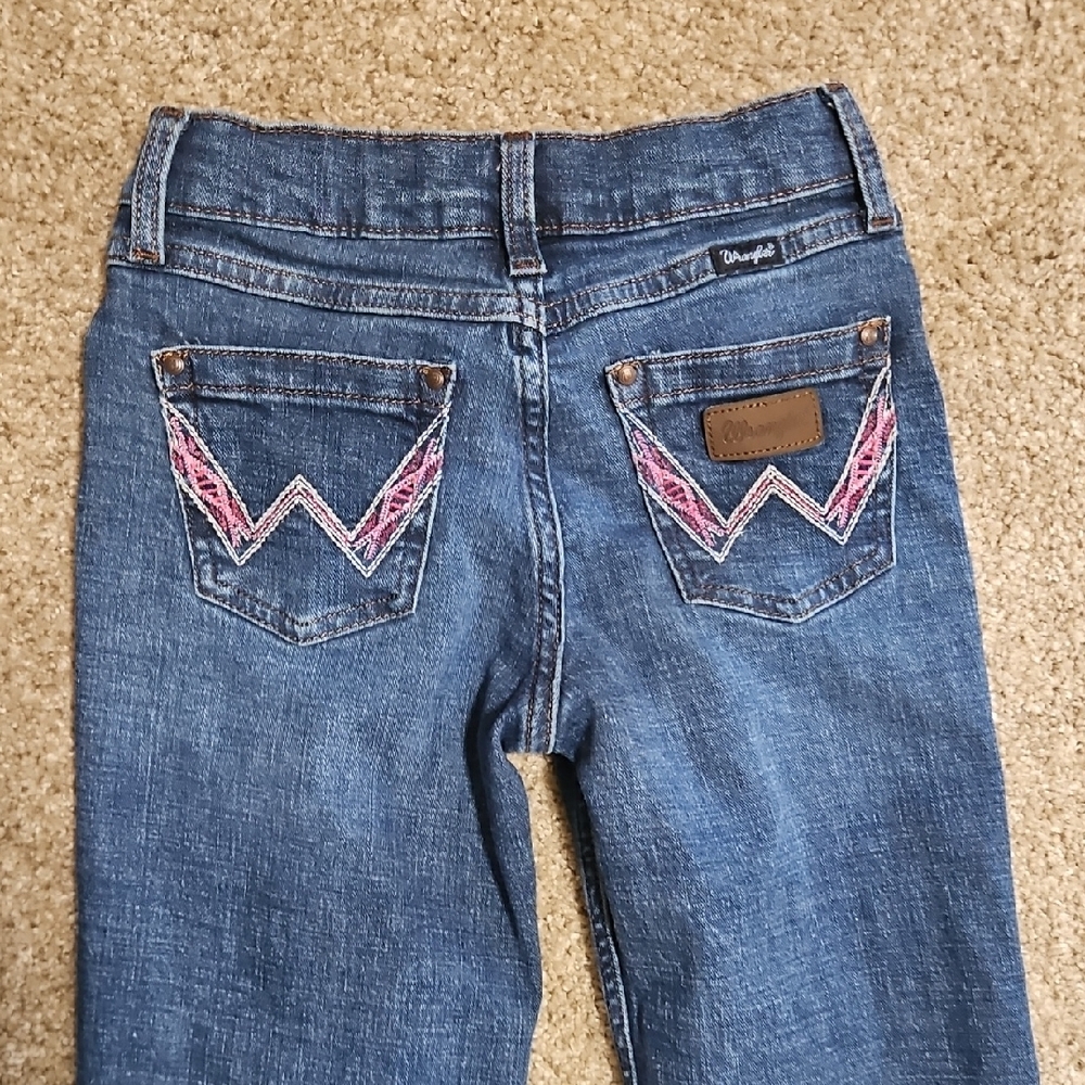 Wrangler Kids Blue Jeans with Pink Accents